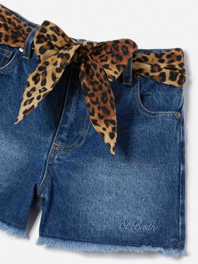 Kiko Jr Cotton Shorts with leopard details
