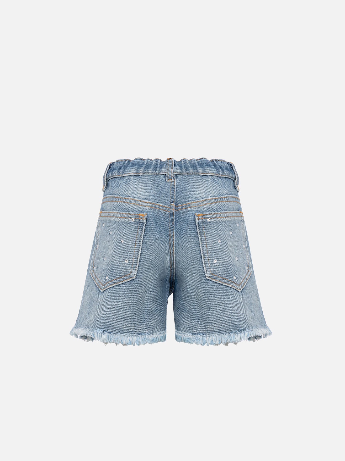Shorts in denim bianco Kiko Jr con strass applicati