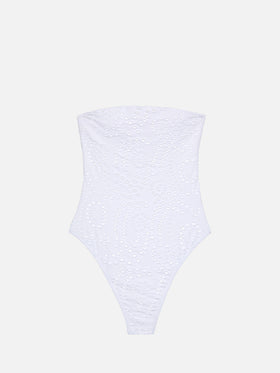 Kayla white sangallo lace one-piece swimsuit - MC2 Saint Barth