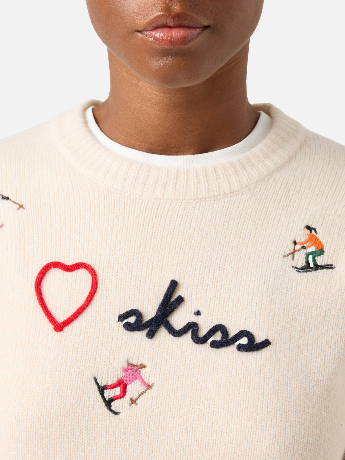 Off white Kyla wool crewneck knit with Skiss embroidery