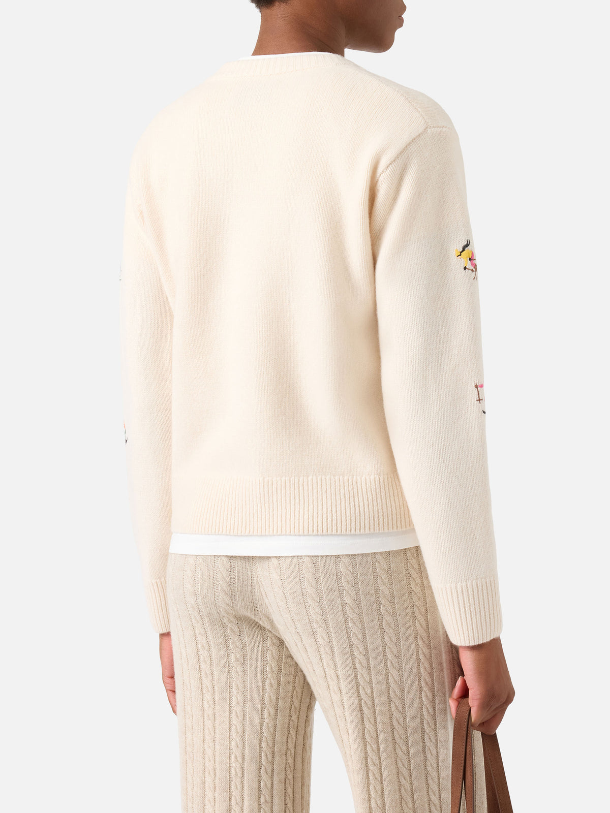 Off white Kyla wool crewneck knit with Skiss embroidery