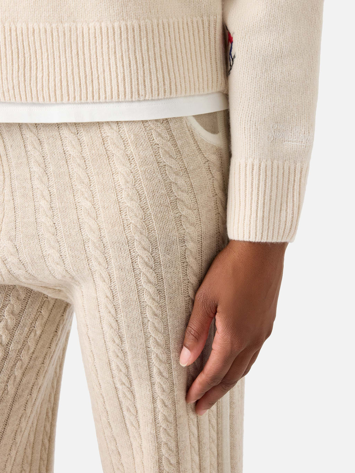 Off white Kyla wool crewneck knit with Skiss embroidery