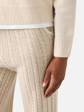 Off white Kyla wool crewneck knit with Skiss embroidery