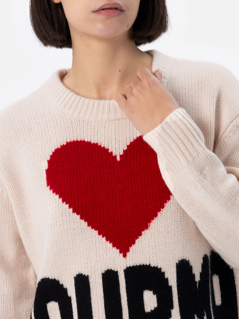 Weißer Fair-Isle-Pullover Kyla für Damen mit Courma-Jacquard