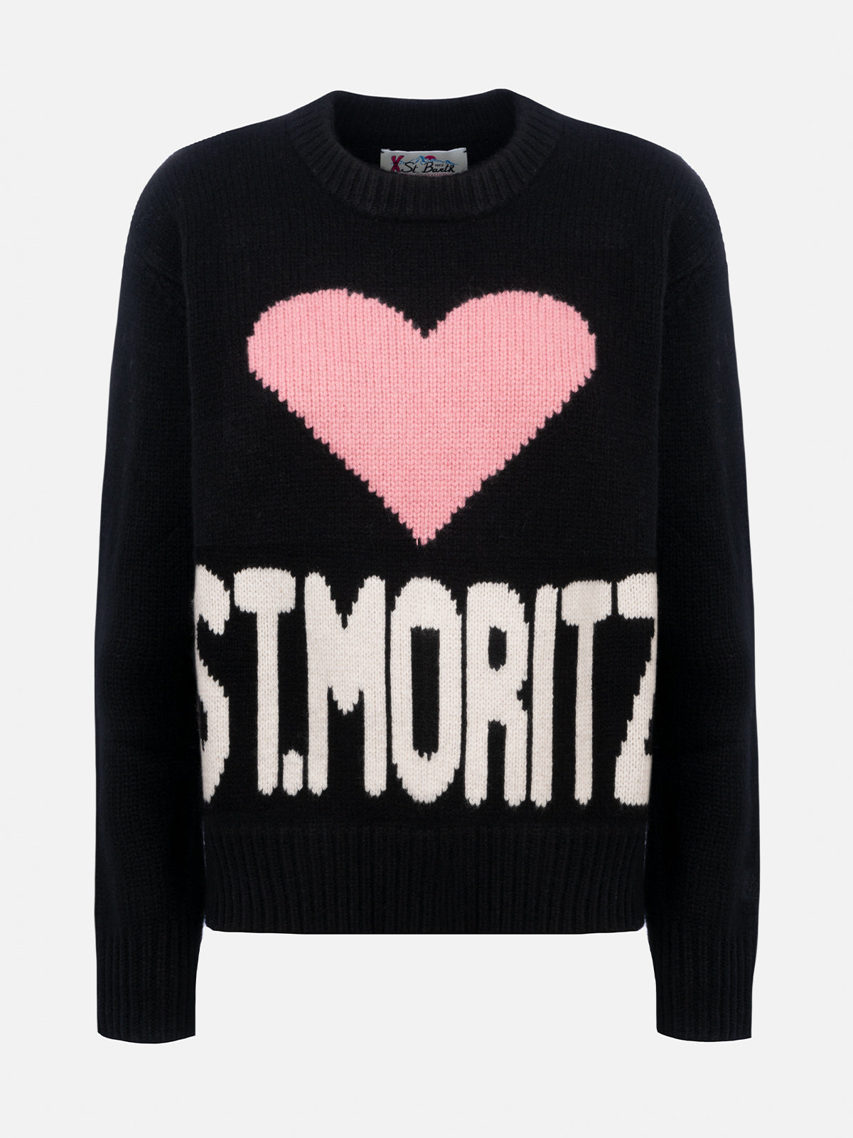 Maglione da donna nero fair isle Kyla con jacquard St. Moritz
