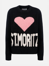 Maglione da donna nero fair isle Kyla con stampa St. Moritz