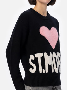 Maglione da donna nero fair isle Kyla con jacquard St. Moritz