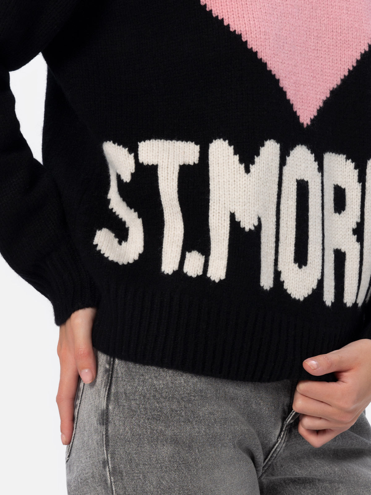 Maglione da donna nero fair isle Kyla con jacquard St. Moritz