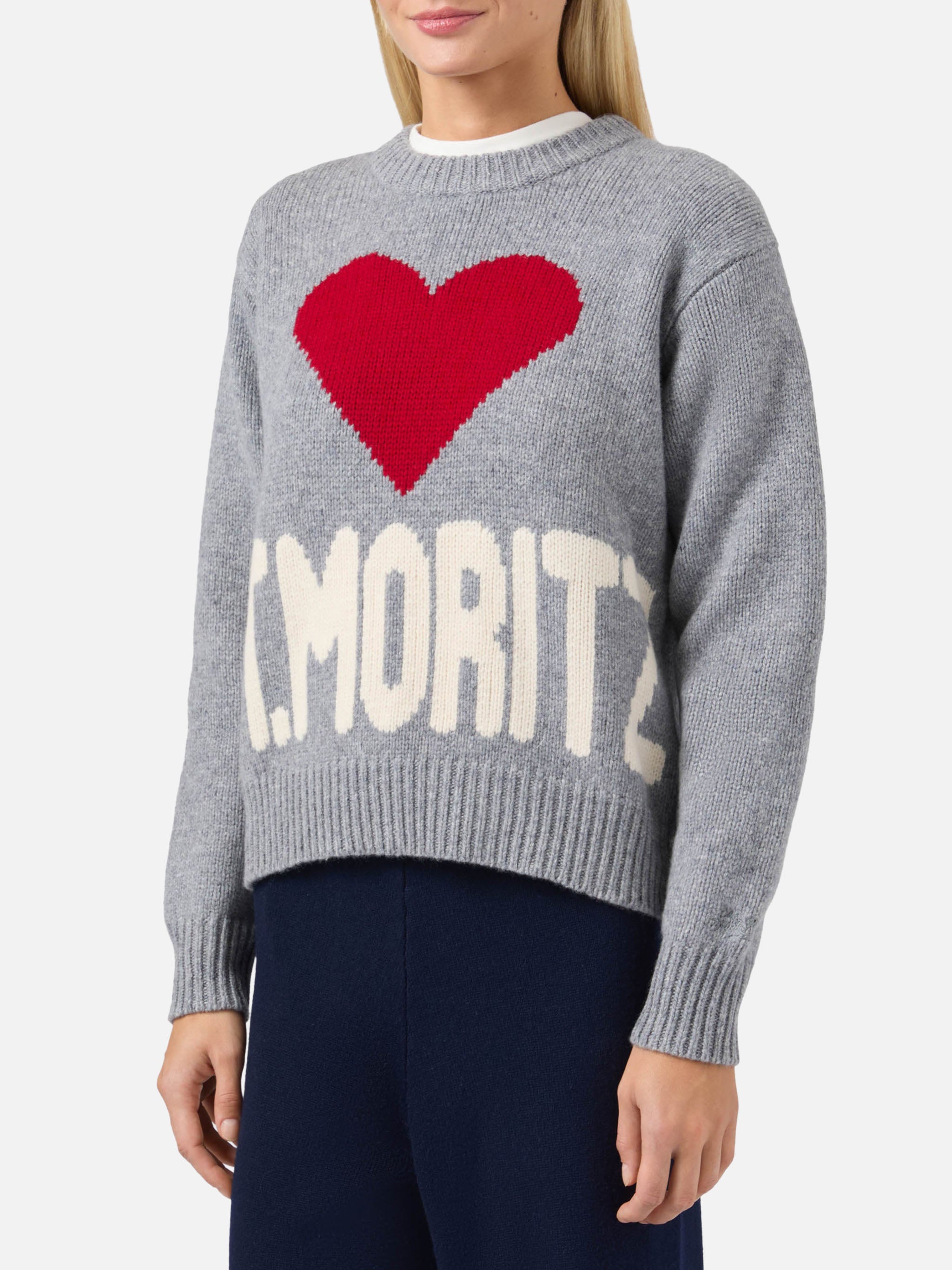 Kyla wool sweater in grey with St. Moritz jacquard – MC2 Saint Barth