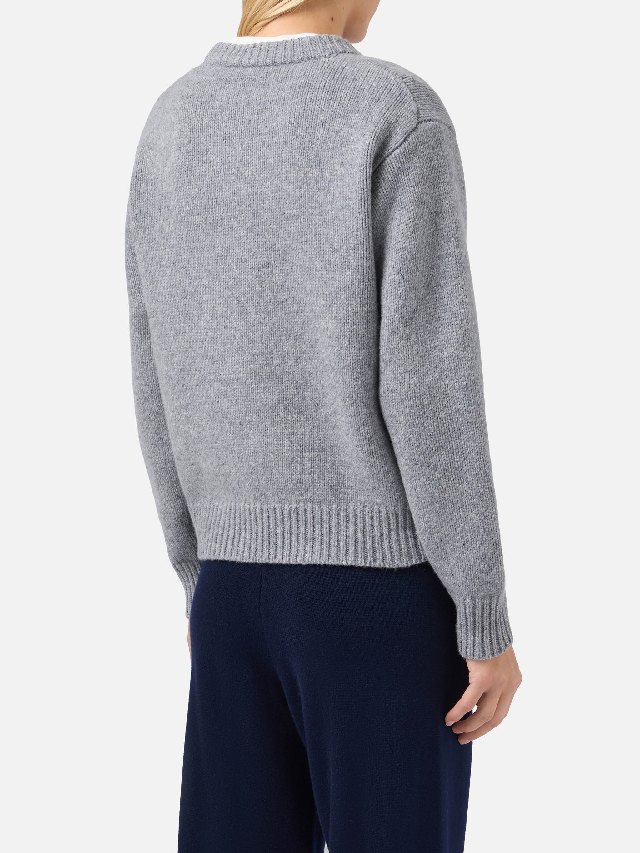 Kyla wool sweater in grey with St. Moritz jacquard – MC2 Saint Barth