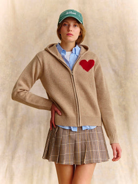Felpa con cappuccio beige in maglia di lana Kyla con intarsio St. Barth