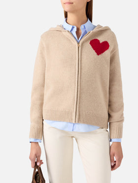 Beiger Kyla Kapuzenpullover aus Wollstrick mit St. Barth Intarsie 