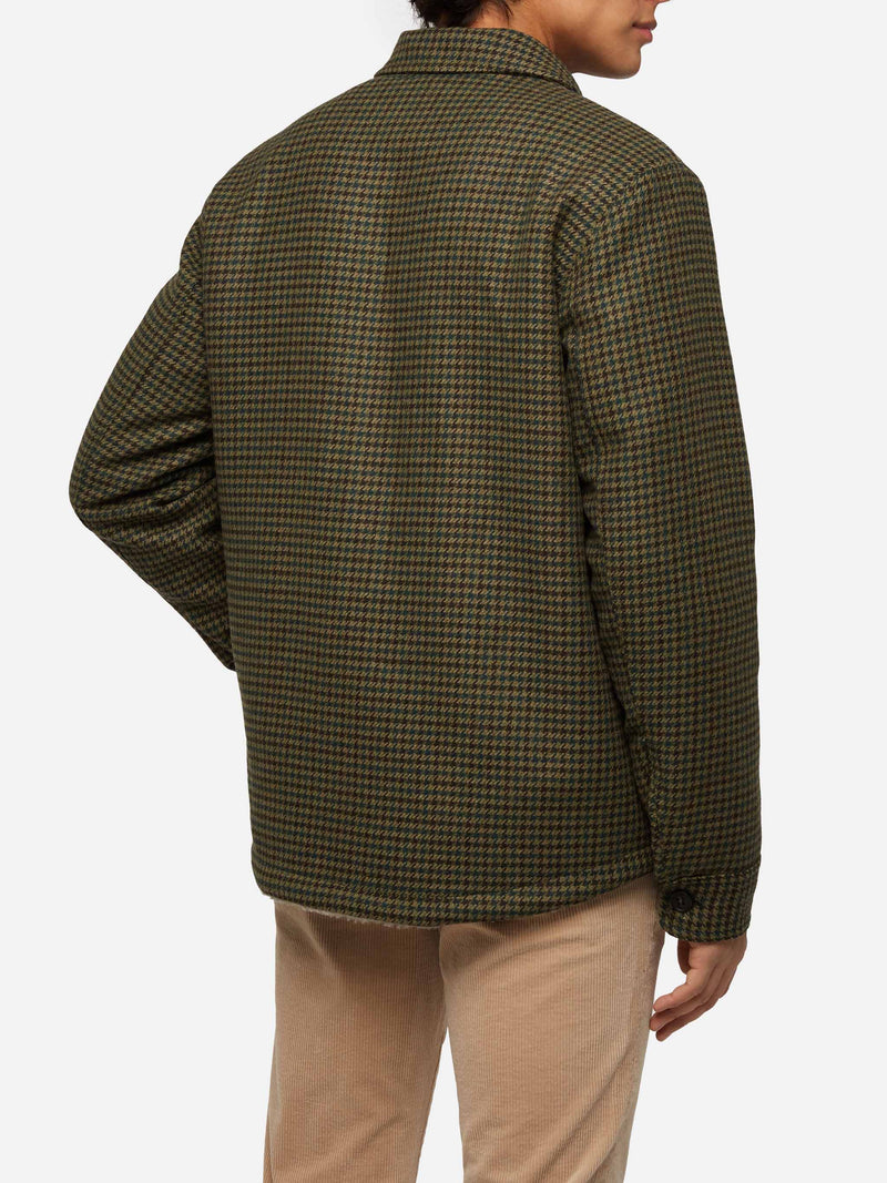 Man wool blend overshirt Landeck with pied de poule print