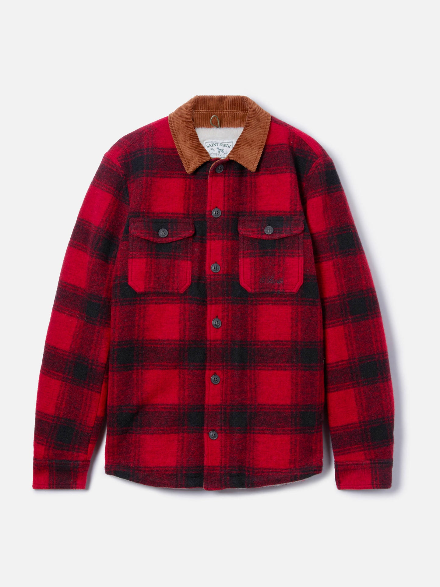 Man wool blend overshirt Landeck with tartan print