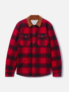 Man wool blend overshirt Landeck with tartan print