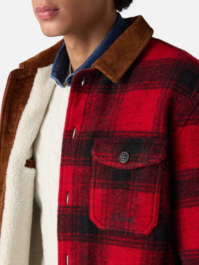 Man wool blend overshirt Landeck with tartan print