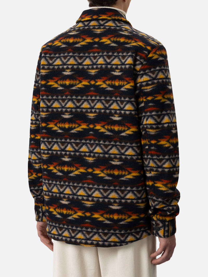 Man wool blend overshirt Landeck with navajo plaid print