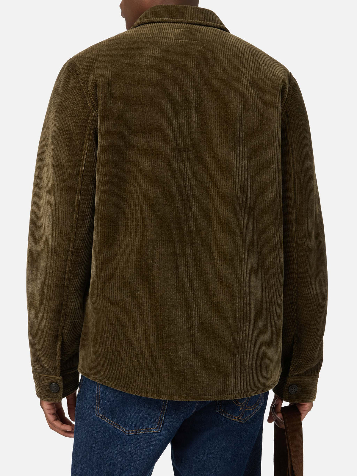 Surchemise en velours côtelé Landeck vert militaire avec doublure teddy 