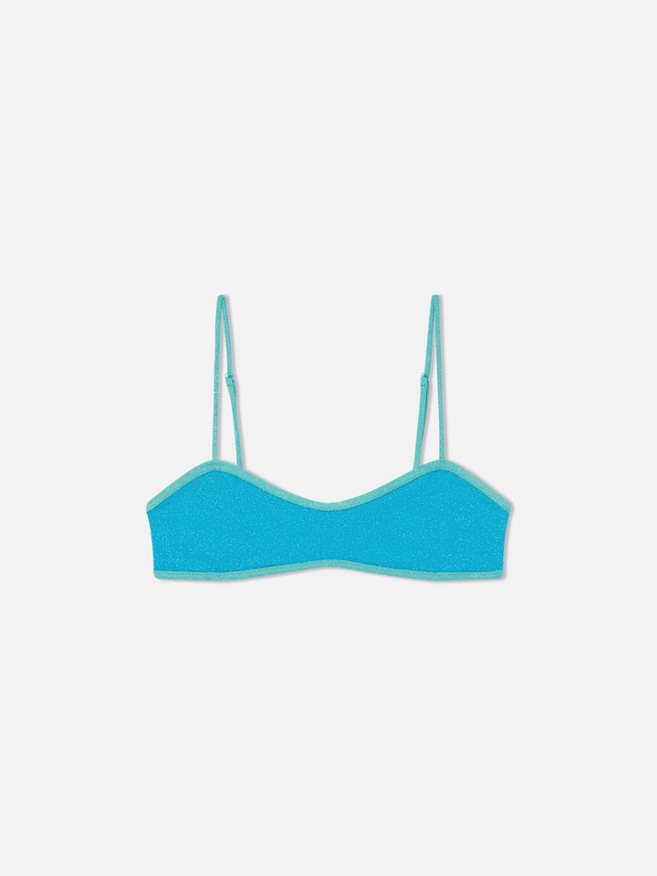 Lurex Laryn bralette bikini top with piping