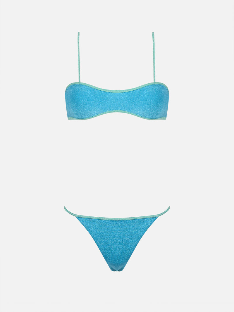 Damen-Bikini-Badeanzug mit U-Ausschnitt aus Lurex Laryn Jodene