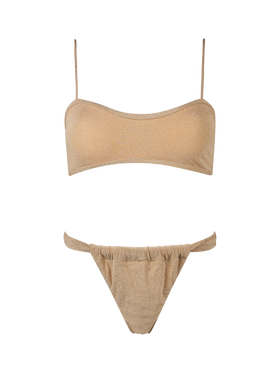 Woman lurex scooped bikini swimsuit Laryn Noelle
