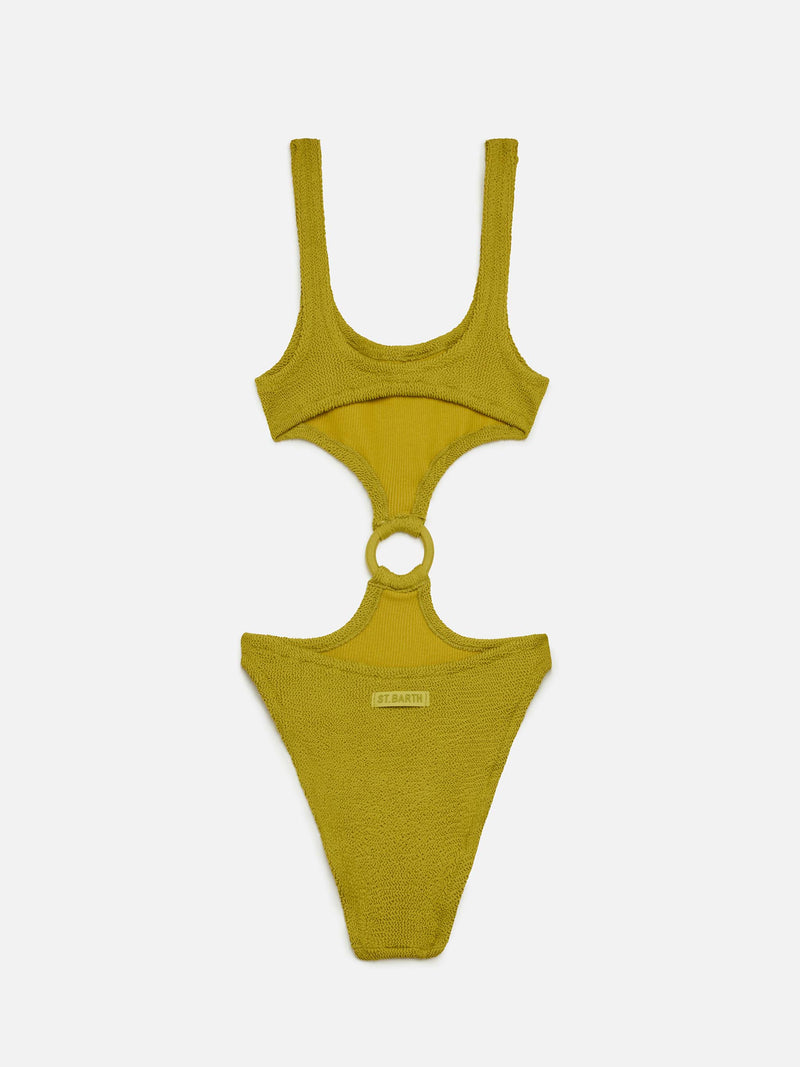 Laurel crinkle pistachio cut-out one-piece swimsuit