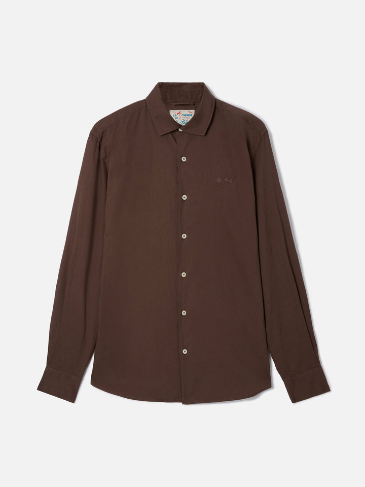 Camicia Chemise Ice in pure voile di cotone marrone