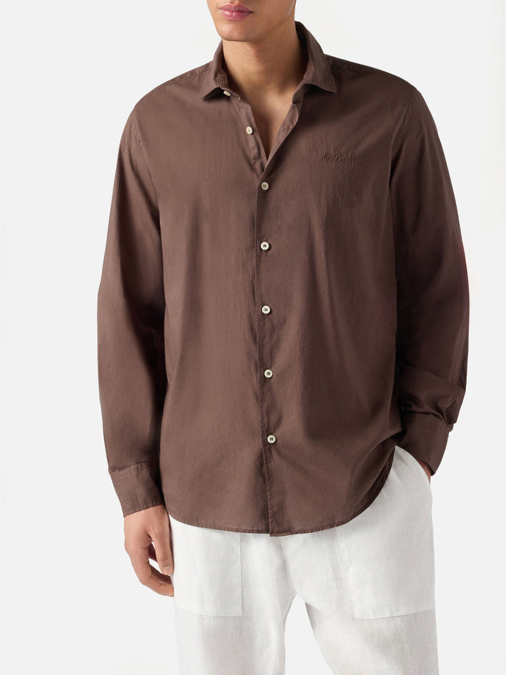 Camicia Chemise Ice in pure voile di cotone marrone
