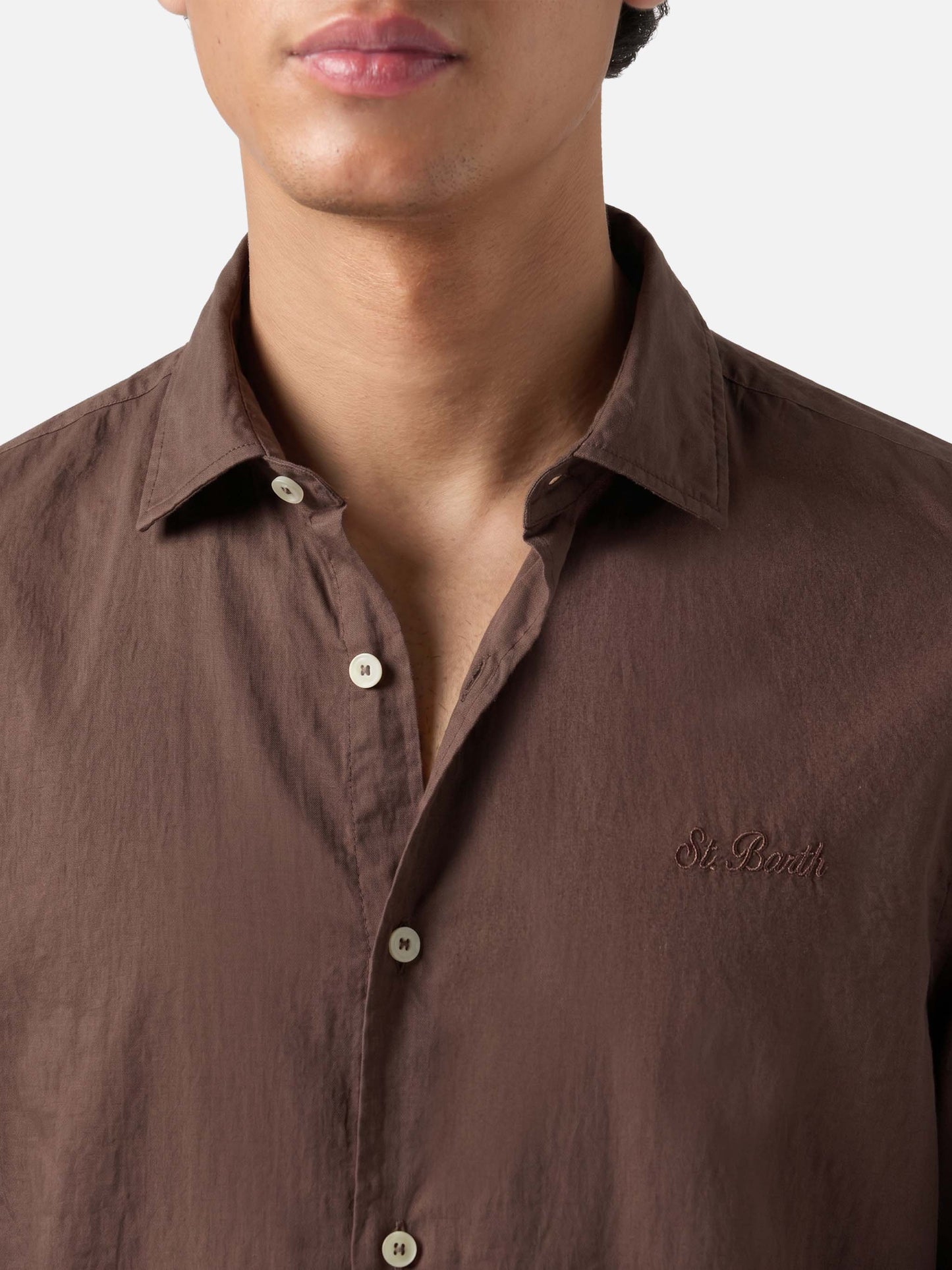 Camicia Chemise Ice in pure voile di cotone marrone