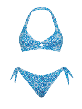 Bralette bikini Leda Yali with majolica print
