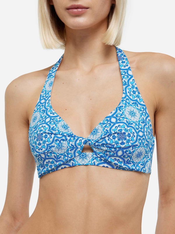 Bralette bikini Leda Yali with majolica print