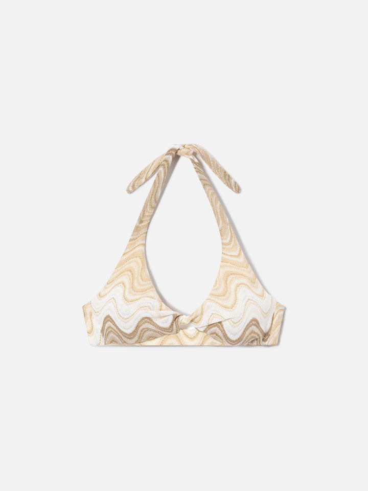 Haut de bikini bralette Leda en tissu raschel or avec détail cut-out 