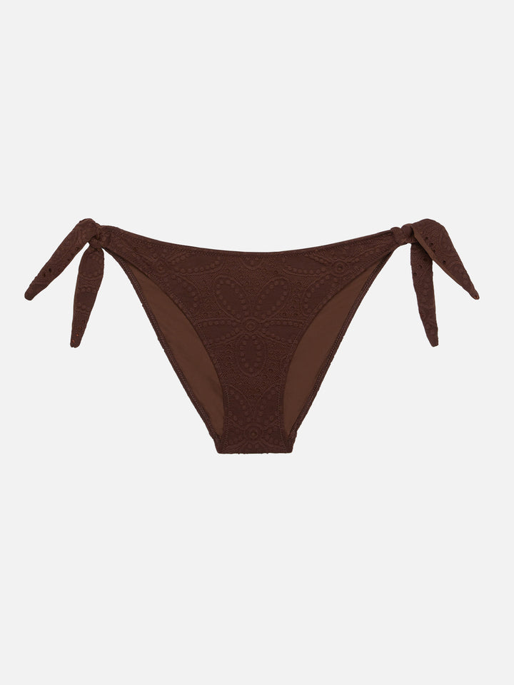 Yali slip mare classico in pizzo Sangallo marrone