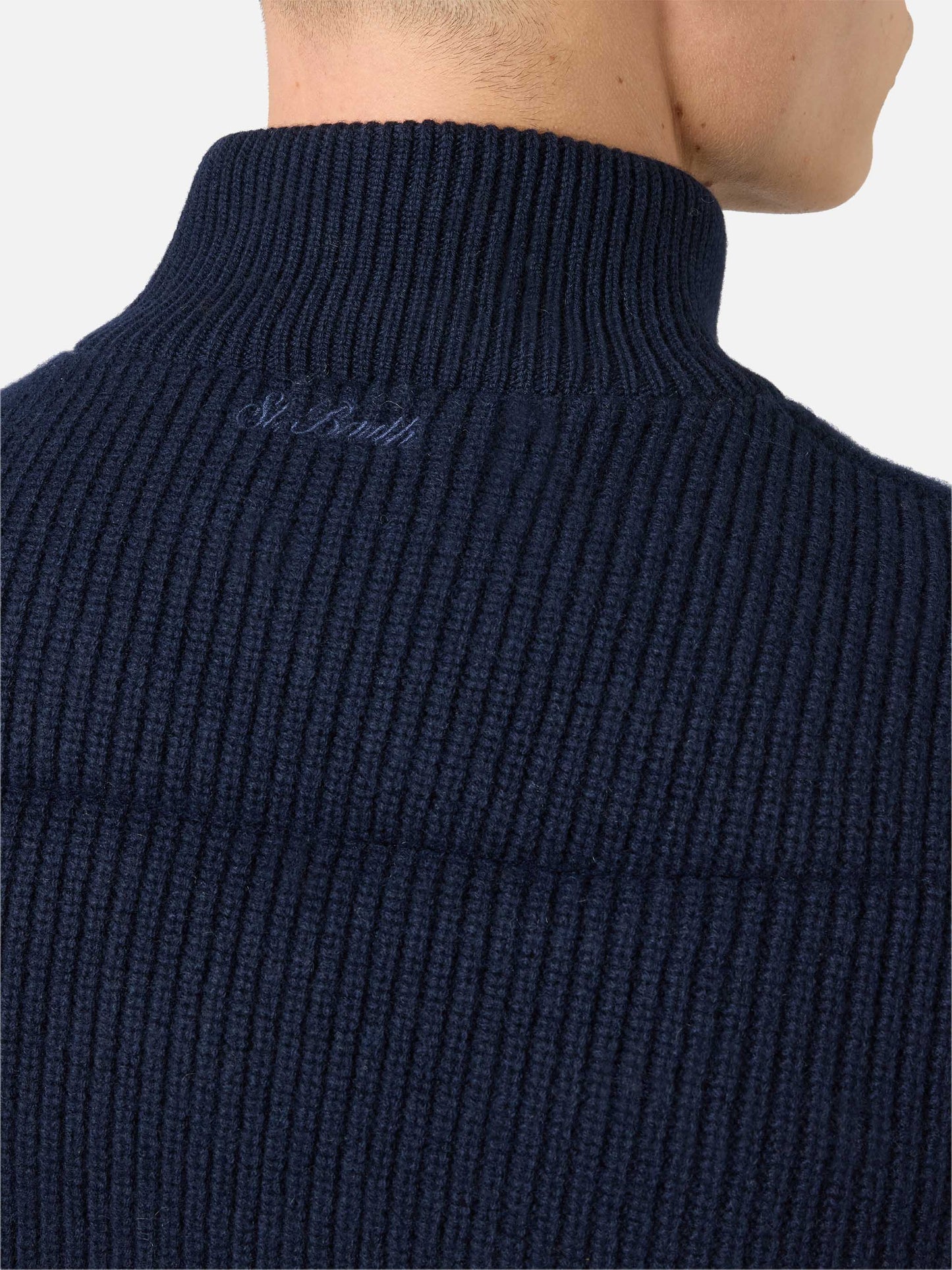 Leeds Knit padded gilet in blue