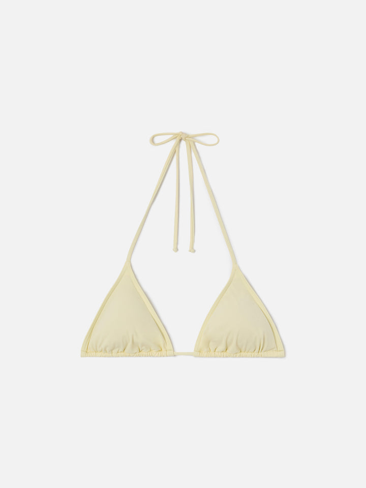 Leah triangle with ties bikini top in solid butter