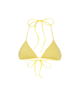 Woman pale yellow triangle top swimsuit Leah