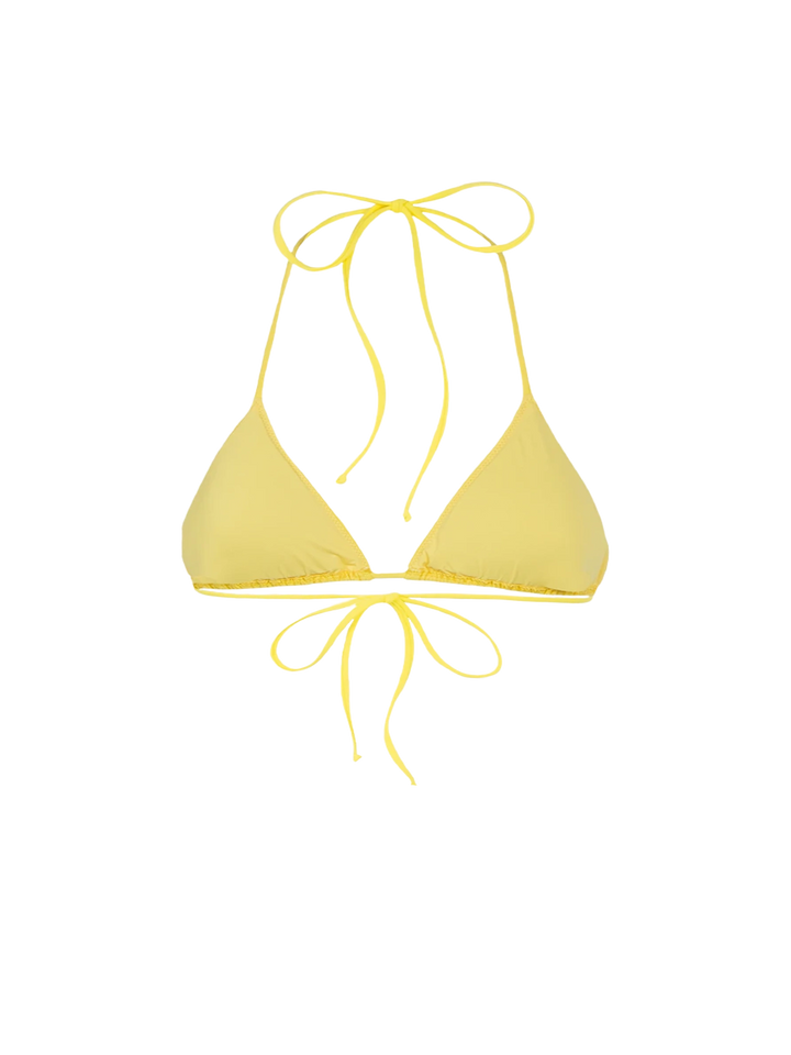 Woman pale yellow triangle top swimsuit Leah