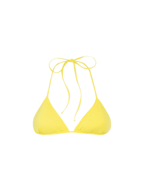 Woman pale yellow triangle top swimsuit Leah
