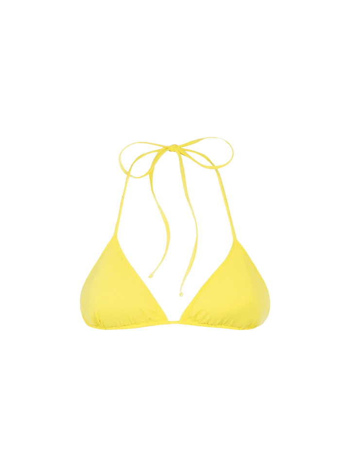 Woman pale yellow triangle top swimsuit Leah