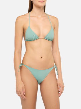 Virgo sage green classic swim briefs                                                          - Leah sage green triangle top swimsuit