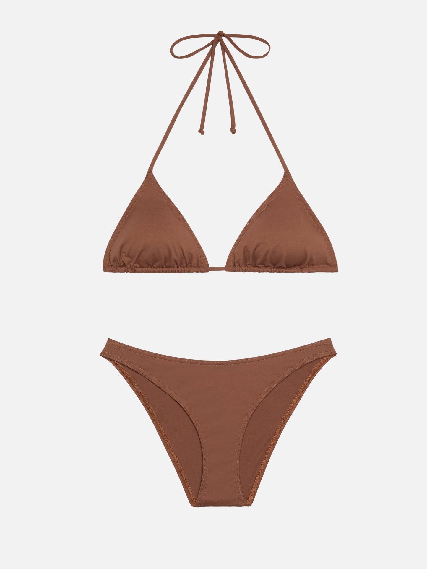 Bikini triangolo Leah Lido in marrone con slip classico