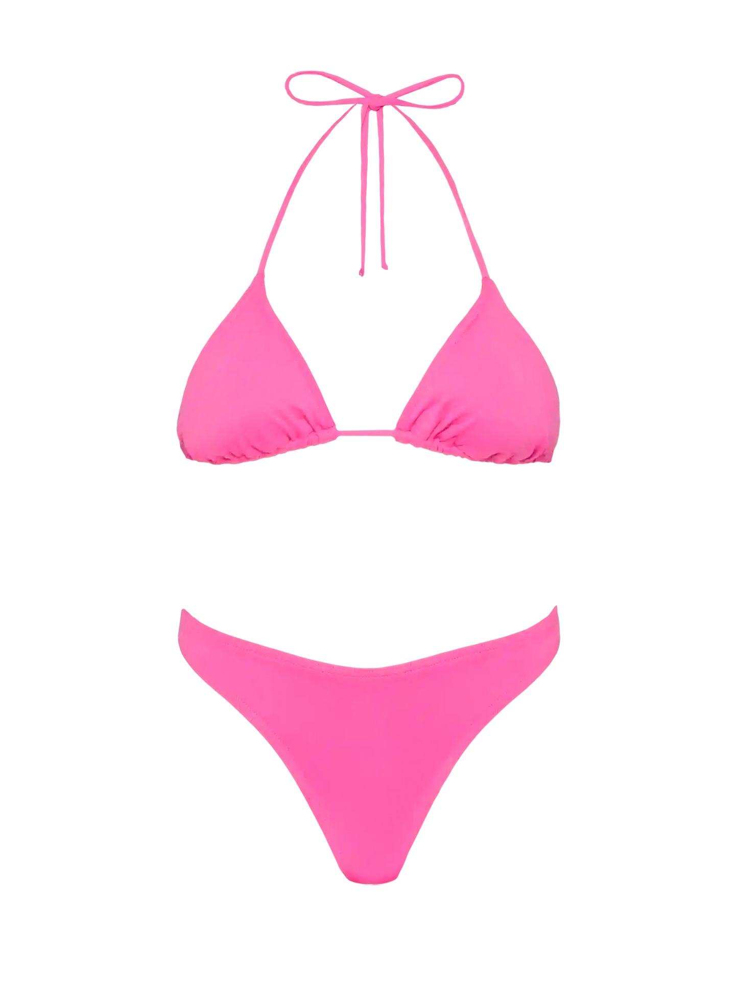 Naomi – Fuchsiafarbene freche Badehose – Leah – Fuchsiafarbener Badeanzug mit Triangel-Oberteil
