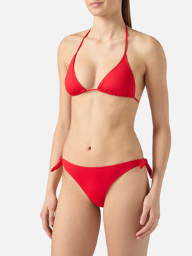 Leah Yali classic triangle bikini in red