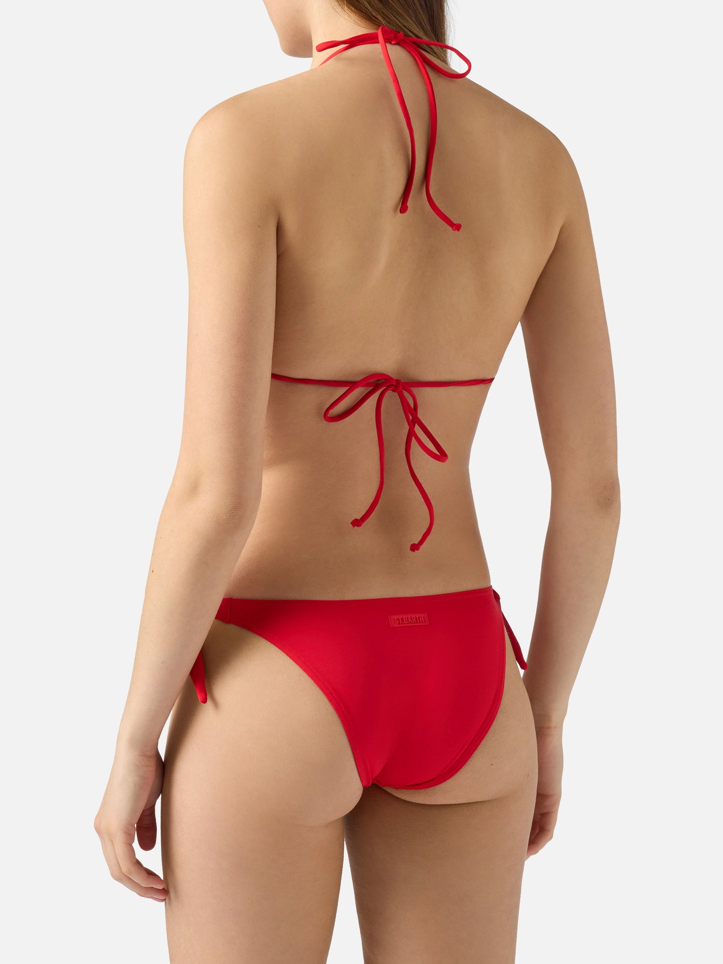 Leah Yali classic triangle bikini in red