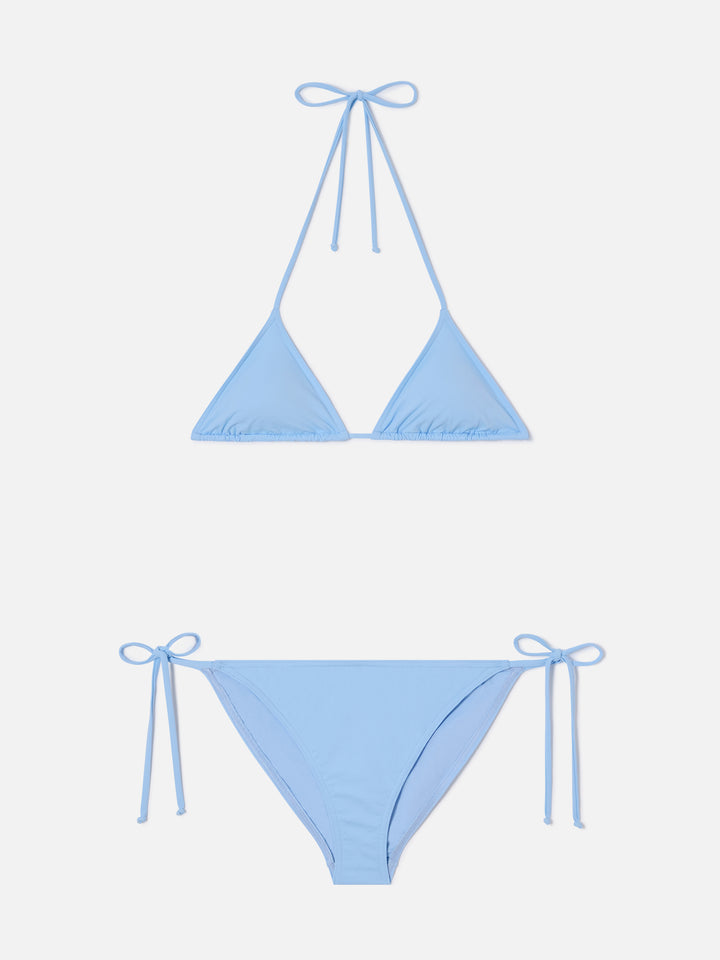 Leah Virgo light blue triangle bikini with ties