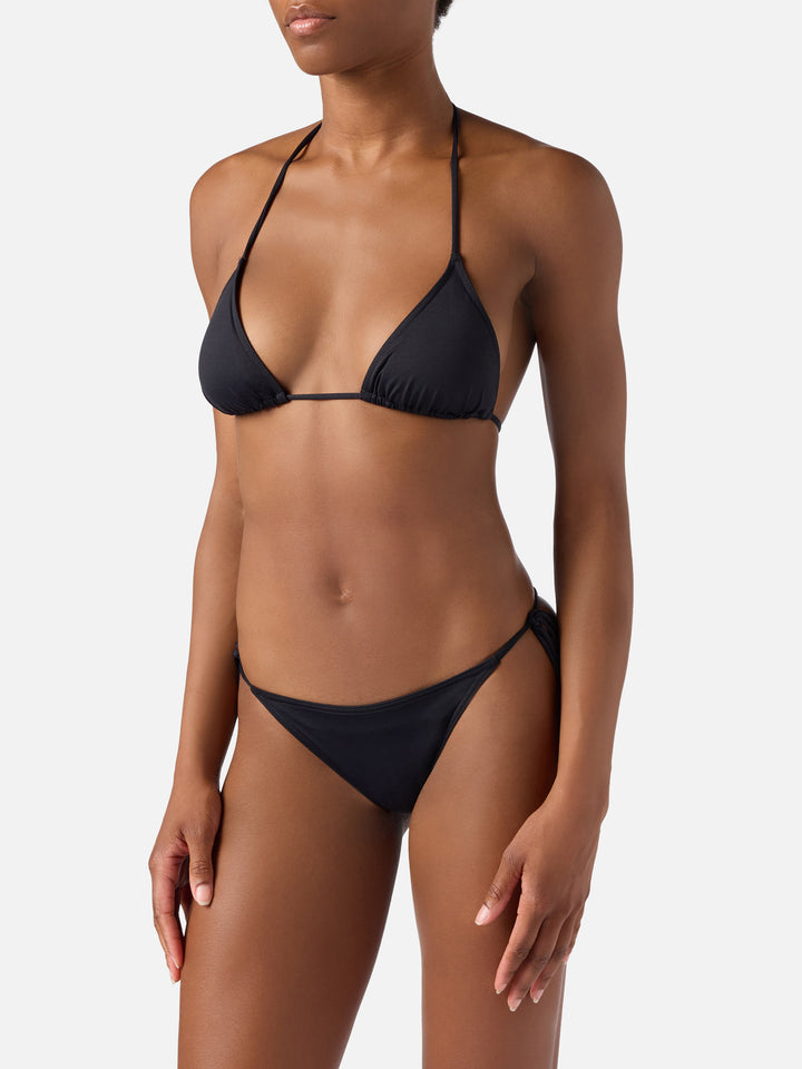 Bikini triangle noir Leah Marielle à nouer 