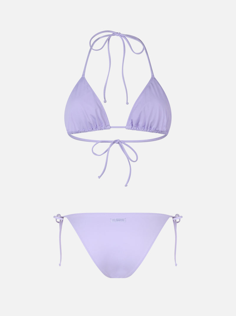 Woman lilac classic triangle bikini Leah Virgo