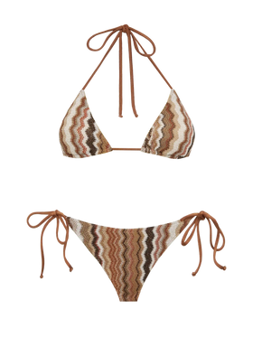 Raschel knit classic bikini Leah Virgo with wave pattern