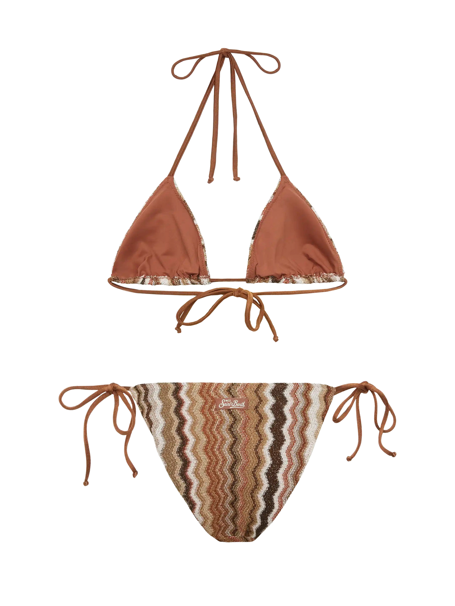 Raschel knit classic bikini Leah Virgo with wave pattern