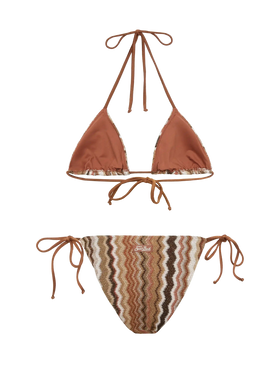 Raschel knit classic bikini Leah Virgo with wave pattern